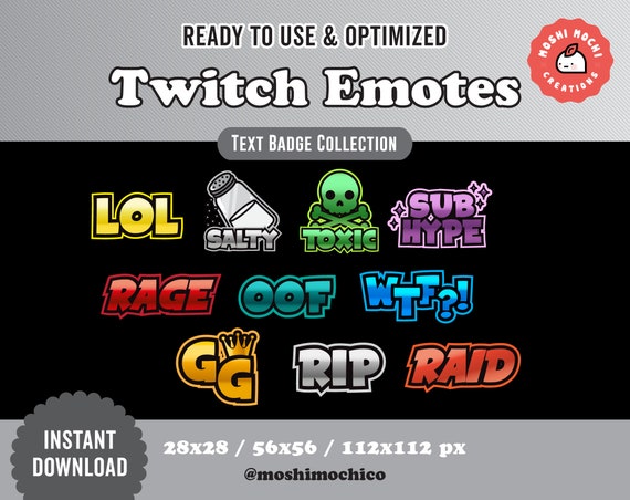 10x Cool Gradient Text Twitch Emotes Badges Streamer Gg Etsy