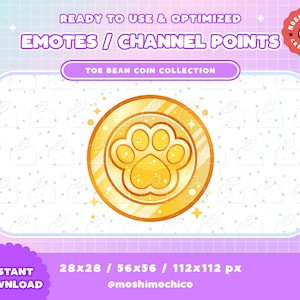 Twitch Gold Toe Bean Paw Coin Emotes / Channel Points / Badges / Kawaii / Streamer / Pastel / Streamer Graphics / Discord