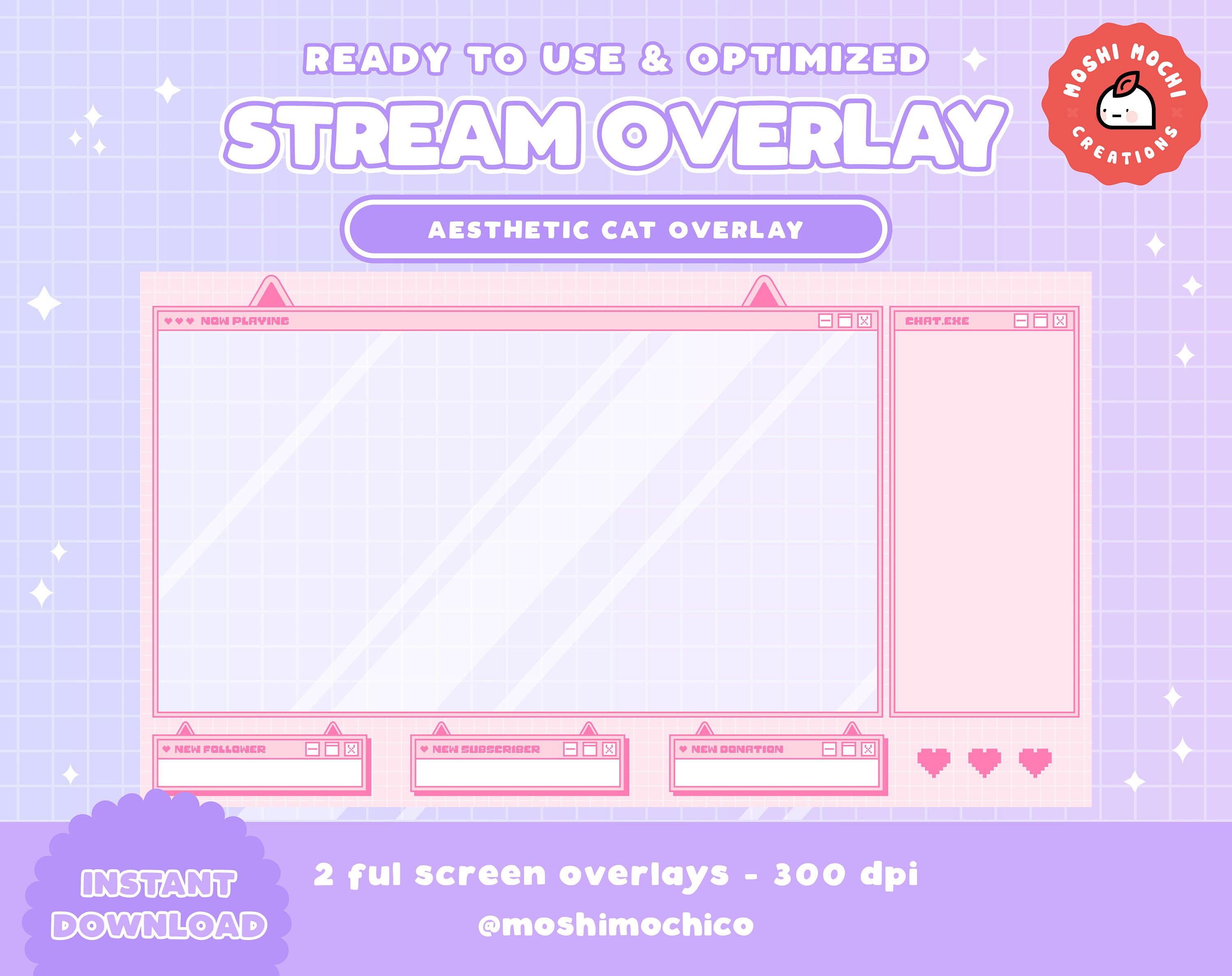 Cute Kawaii Overlay Screen - Pink