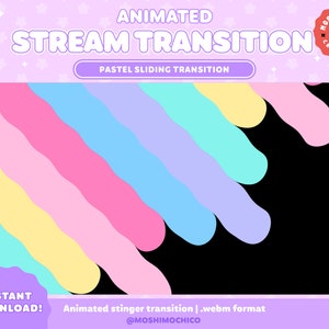 Rainbow Stinger Transition for Twitch | Pastel Animated Scene Transition | Cute Custom Animated | Video | Stream Setup | Kawaii Aesthetic