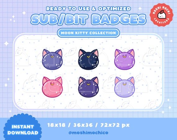 Magical Girl Sub Badges Blue | Premade Twitch Sub Badges | Twitch Bit  Badges | Discord Roles | Channel Points Icons