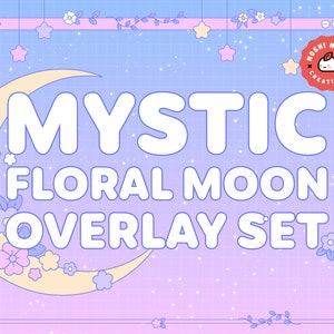 Mystic Stream Overlay Set für Twitch / Pastell Floral Kawaii / Galaxy Aesthetic / Webcam / Border / Simple / Custom / Streaming Einrichtung