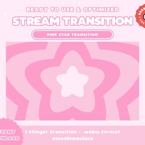 Twitch Stinger Transition - Pastel Pink star / Cute / Kawaii / Stream / Stream Setup / Space / Aesthetic / Screen Transition / Overlay