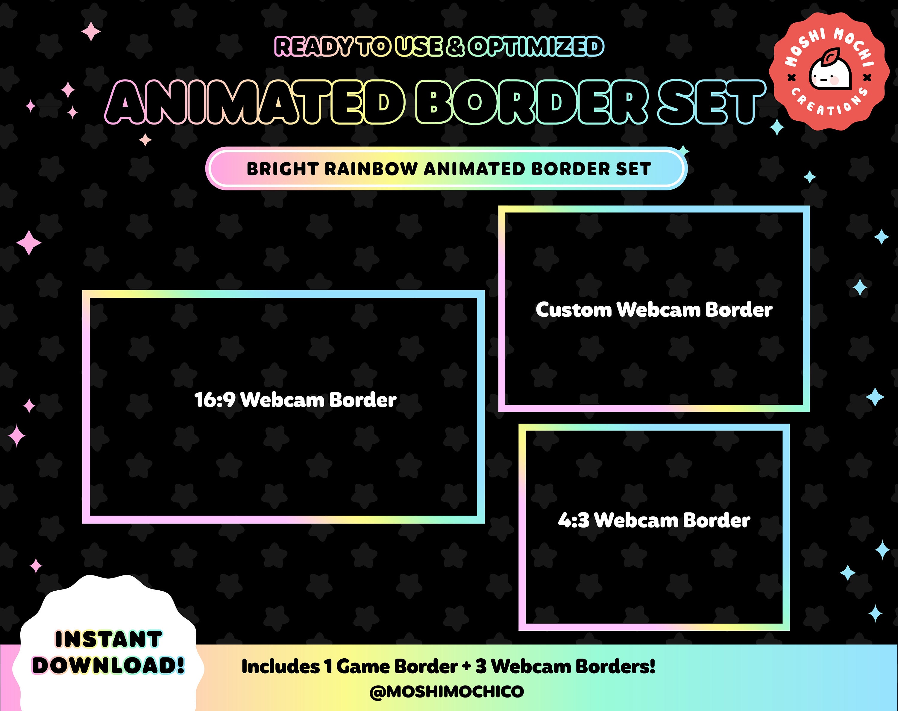 Stream Avatar Border Animated Rainbow Stream Border Set / Webcam / Game Frame / Custom ...