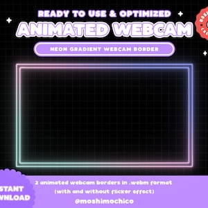 Twitch Animated Neon Webcam Border / Iridescent / Animated Camera Frame / Gradient Border / Custom Cam / Stream Setup / Streamer / Overlay