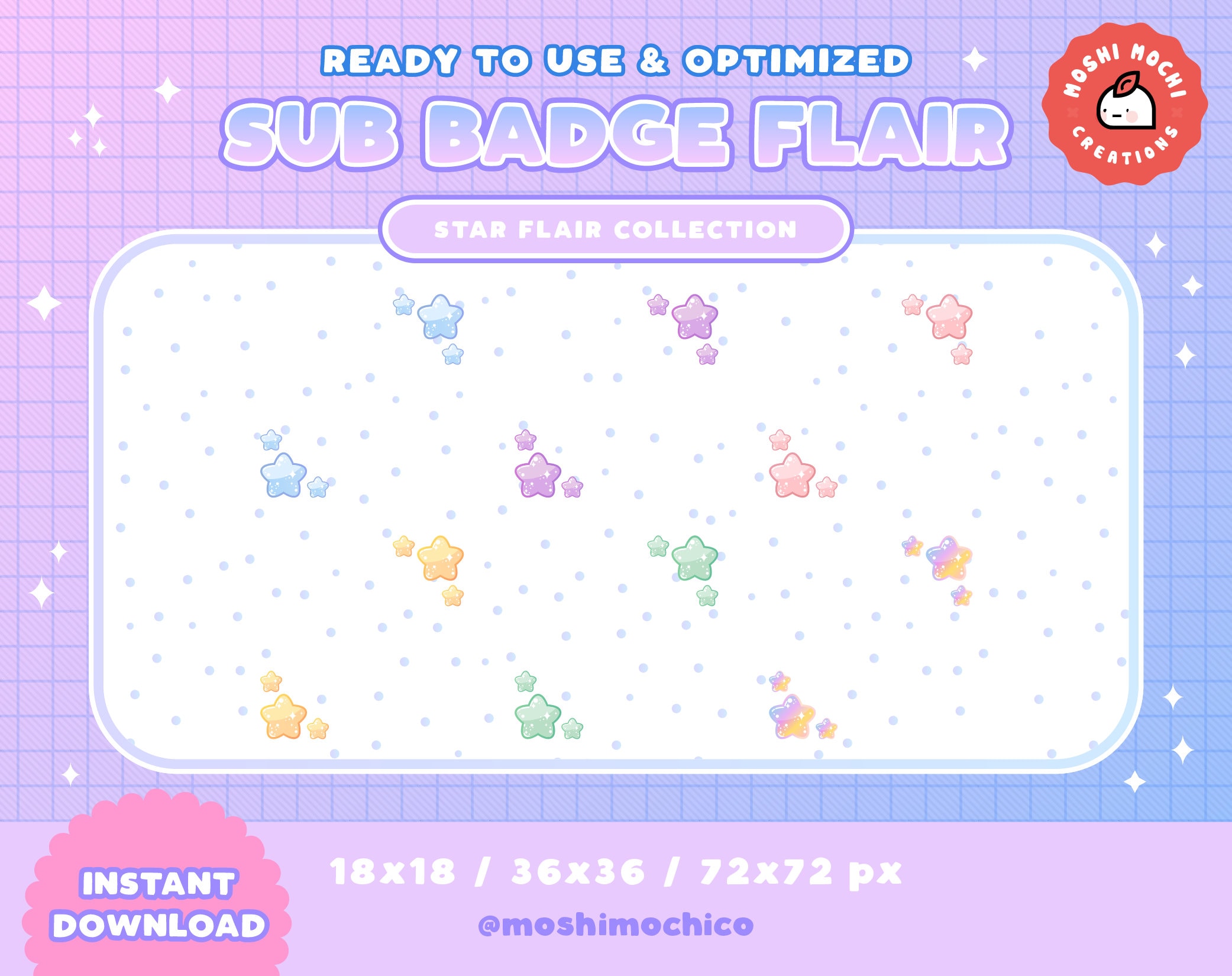 Pastel Twitch Sub Badge Flair Cute Bubble Star Collection / | Etsy