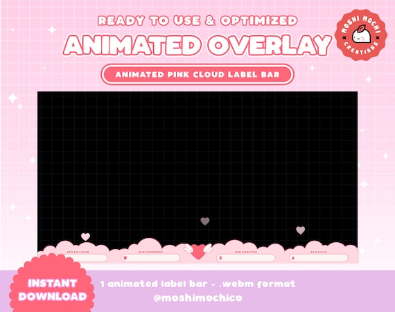 Animated Stream Label Bar / Cute Pink Cloud Theme / Cute - Etsy