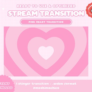 Twitch Stinger Transition - Pink Expanding Heart / Cute / Kawaii / Magic / Stream / Stream Setup / Love / Aesthetic / 8bit