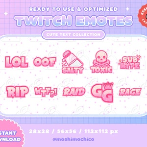 10x süße rosa funkeln Twitch Emote / Abzeichen / Kawaii / Streamer / Ästhetische