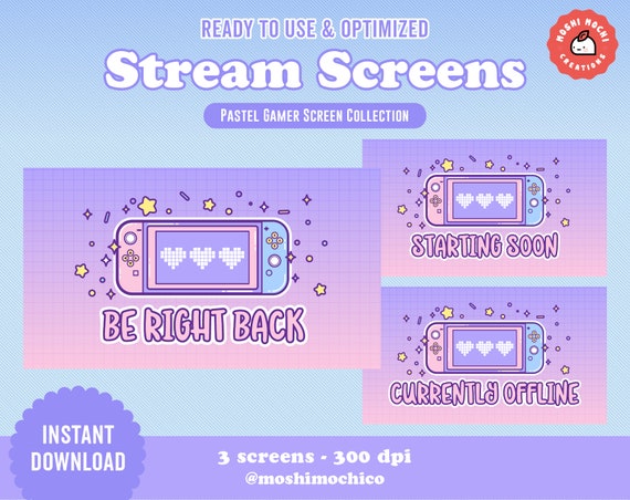 Twitch Cute Pastel Stream Screens X3 Gamer Offline Brb Etsy
