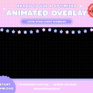 Animated Twinkle Light Overlay / Pastel Star Lights / Cute Aesthetic / Stream Setup / Overlay / Custom / Sky / Custom