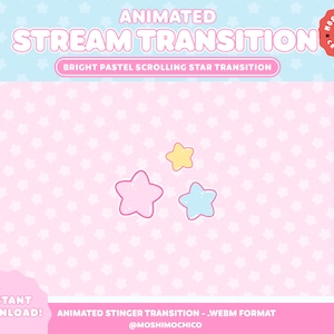 Pastel Star Stinger Transition, Twitch Stinger Transition, Cute Scene, Animated Overlay, Starry Theme, Lofi Aesthetic