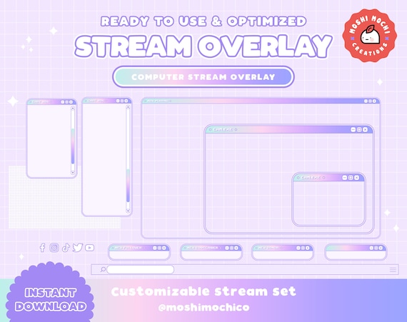 Twitch Cute Soft Iridescent Computer Screen Stream Overlay Set | Etsy