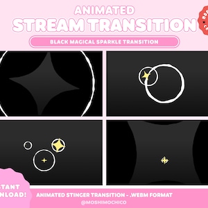 Black Magic Sparkle Stinger Transition, Twitch Stinger Transition, Cute Scene, Animated Overlay, Dark Theme, Soft Aesthetic