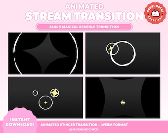 Black Magic Sparkle Stinger Transition, Twitch Stinger Transition, Cute Scene, Animated Overlay, Dark Theme, Soft Aesthetic