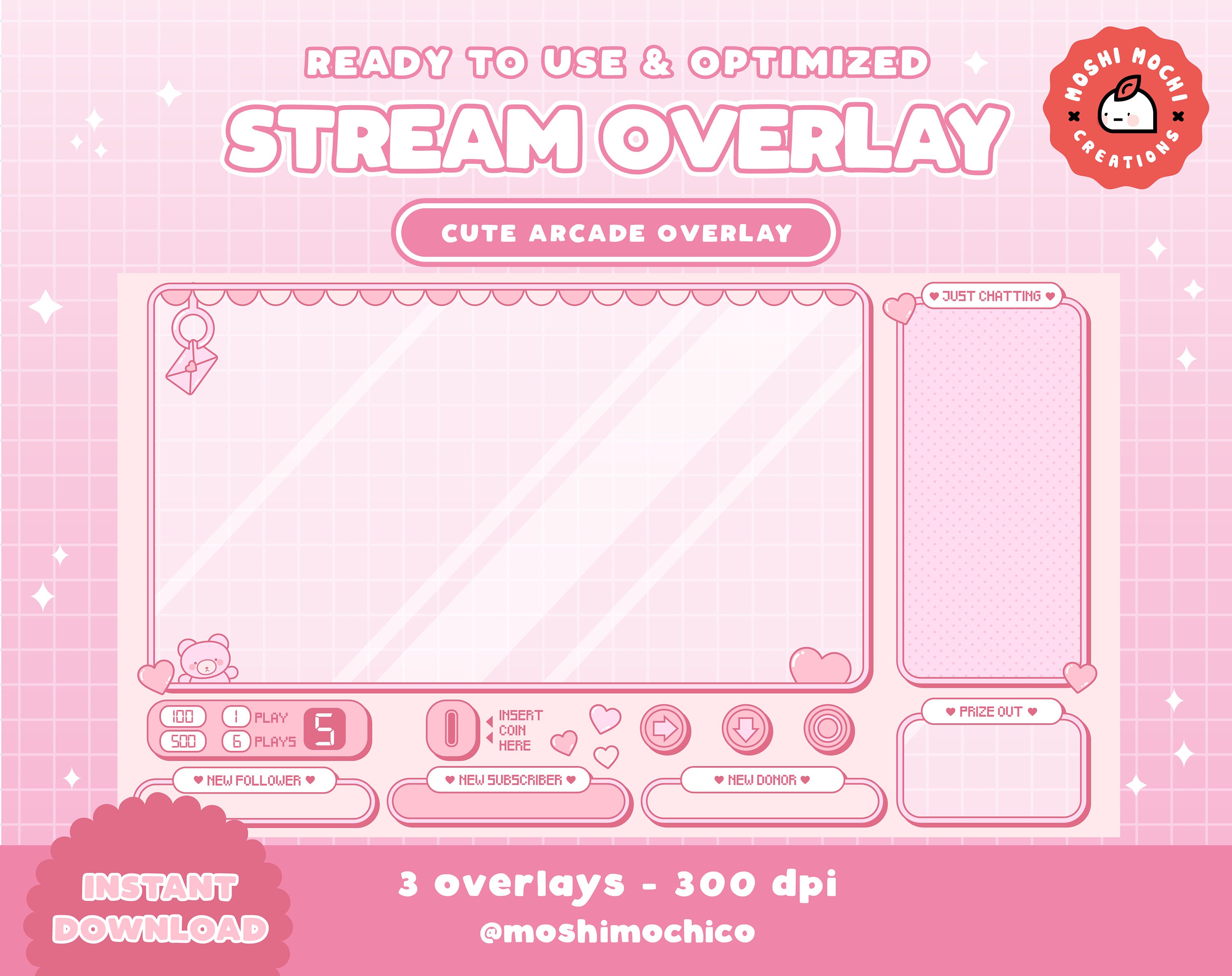 Pink Sakura Just Chatting Stream Overlay 