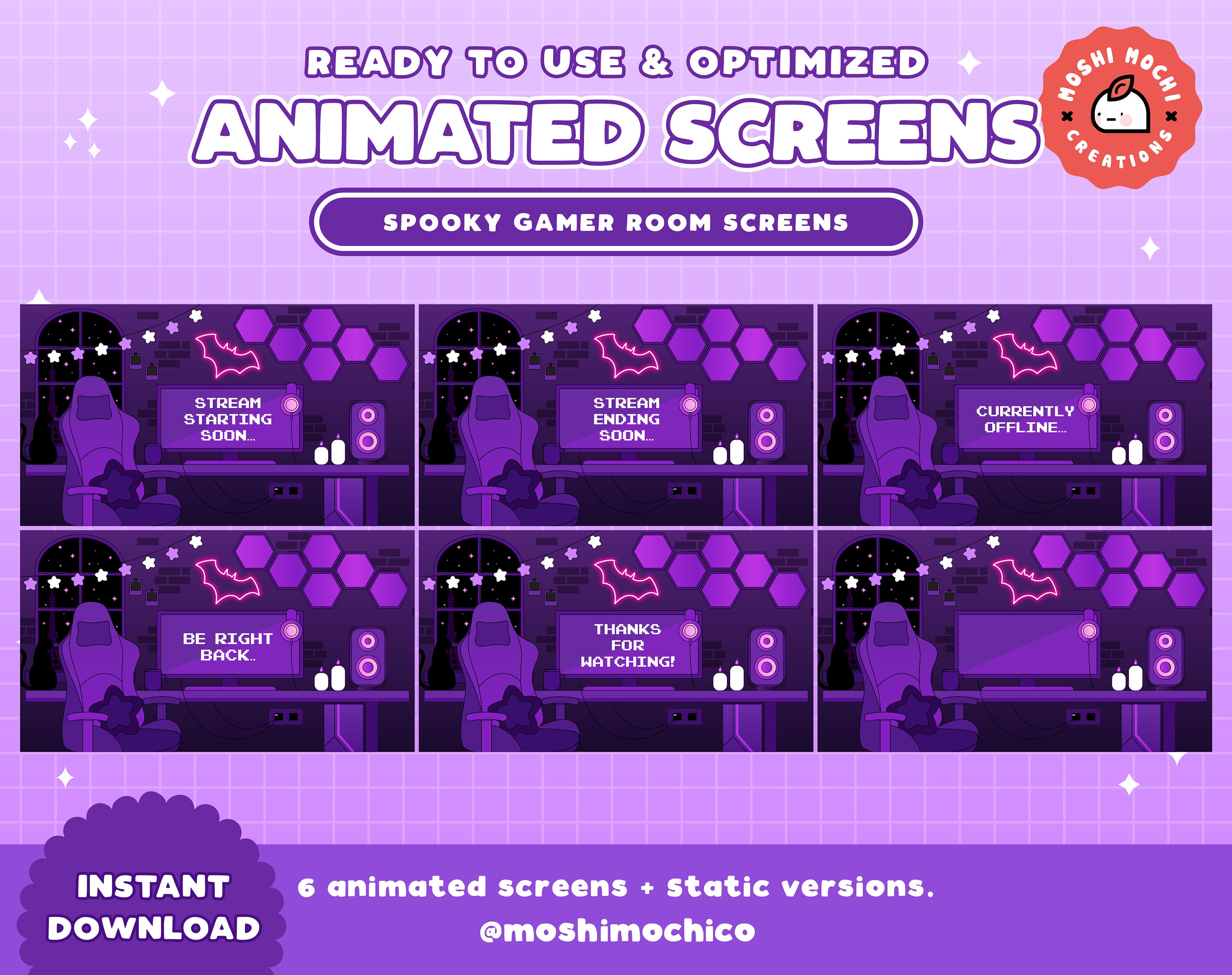 Animated Spooky Gamer Room Setup Screens / Halloween Scenes / Creepy ...