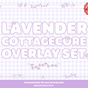 Lavender Cottagecore Stream Overlay Set for Twitch, Cozy Floral Package, Forest Aesthetic, Flower Webcam Border, Simple Custom Stream Setup