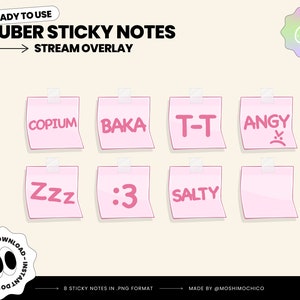 Pink Vtuber Sticky Note Set, Funny Stream Overlay, P2U Vtuber Stream Assets, Custom, PNGtuber, Streamer Setup, Cute Aesthetic, Angy, Baka