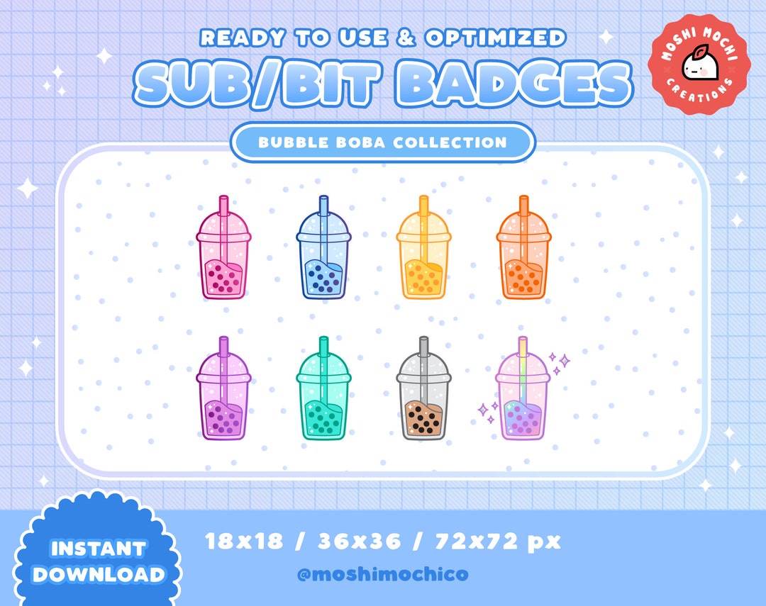 Twitch Sub Badges / Bit Badges / Emote Cute Bubble Tea Boba - Etsy UK
