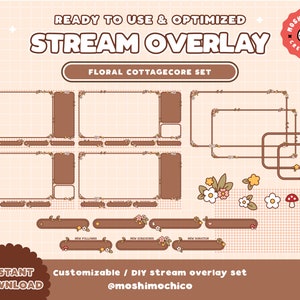 Cozy Floral Cottagecore Twitch Stream Overlay Set / Kawaii / Forest Aesthetic / Webcam / Border / Simple / Custom / Streaming Setup