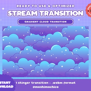 Stinger Transition For Twitch / Stream Transition / Scene / Iridescent Galaxy / Pastel Cloud / Cute Stream Setup / Kawaii / Overlay / Screen