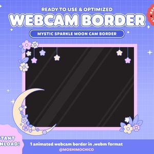 Twitch Animated Webcam Border / Animated Cam Frame / Mystic Moon Overlay / Custom Cam / Stream Setup / Streamer / Overlay