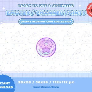 Twitch Iridescent Cherry Blossom Coin Emote / Channel Point / Badges / Streamer / Pastel / Streamer Graphics / Flower / Japon