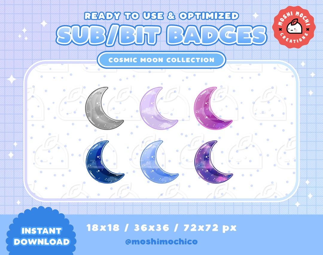 Twitch Sub Badges / Bit Badges / Emote Glossy Cosmic Moon Collection ...