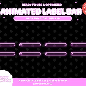 Neon Pink Label Bar for Twitch / Animated Simple Aesthetic Overlay / Lofi / Stream Overlay / Setup / Custom / Glow / Custom / New Sub