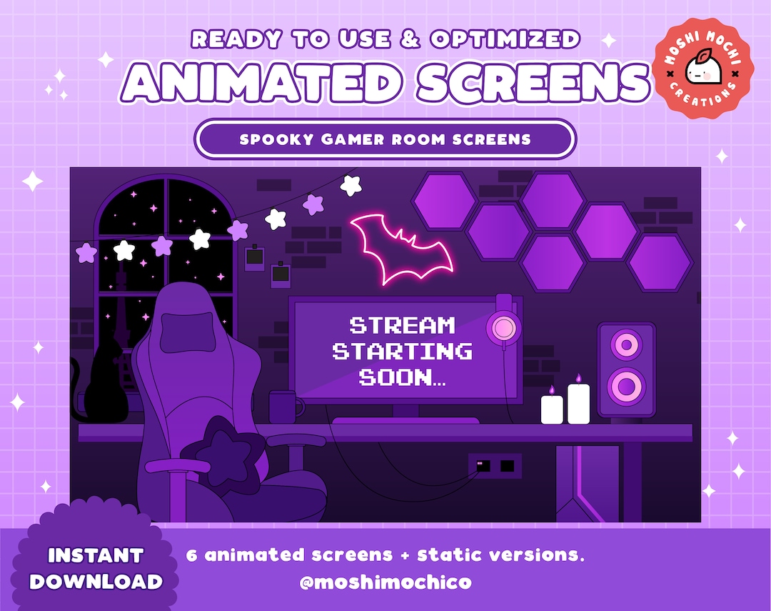 Animated Spooky Gamer Room Setup Screens / Halloween Scenes / Creepy ...