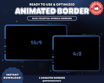 Animated Celestial Sparkle Stream Border, Twitch Cam, Webcam Frame, Starry Sky Overlay, Lofi Aesthetic, Dark Theme, Vtuber Assets, Star