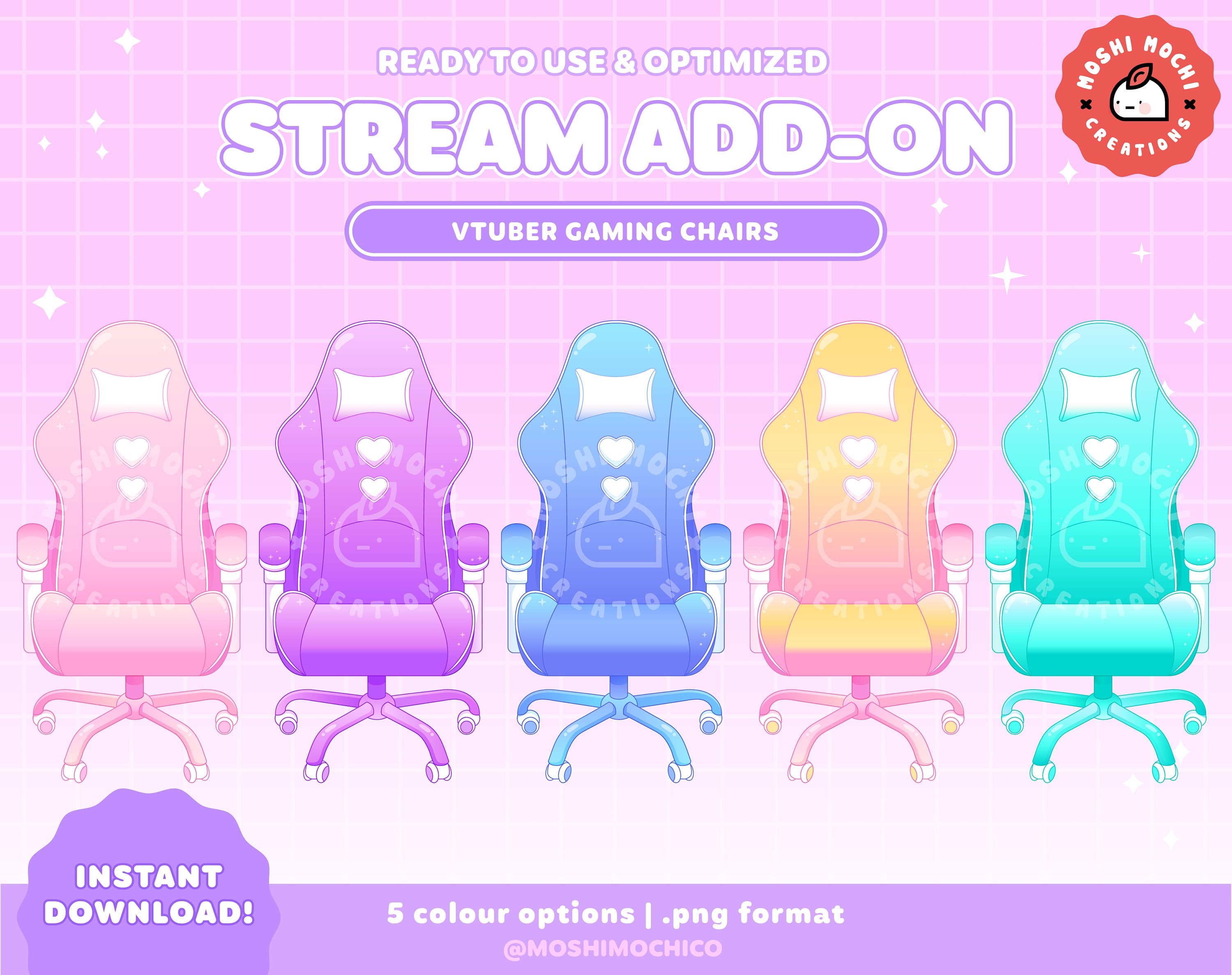 Vtuber Accessory Cute Gaming Chair Vtuber Streamer Asset Pink Cute