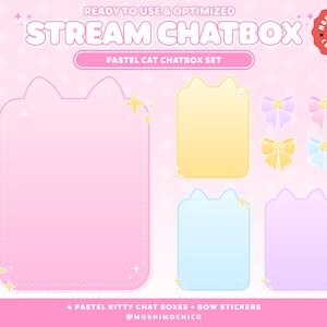 Pastel Cat Chat Box for Twitch, Custom Stream Overlay, Cute Aesthetic, Stream Setup, Vtuber Just Chatting Scene, Kitty, Kawaii