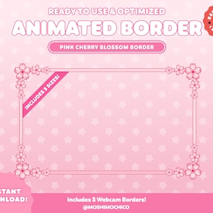 Cute Cherry Blossom Webcam Border, Twitch Animated Camera Frame Border, Floral Stream Overlay, Flower Theme, Kawaii Pink Aesthetic Setup