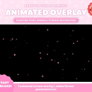 Animated Pink Pixel Sparkle Stream Add-On / Stream Decoration / Calming Cute Aesthetic / Stream Setup / Overlay / Custom Background / Pastel
