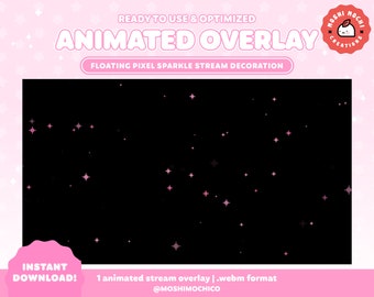 Animated Pink Pixel Sparkle Stream Add-On / Stream Decoration / Calming Cute Aesthetic / Stream Setup / Overlay / Custom Background / Pastel