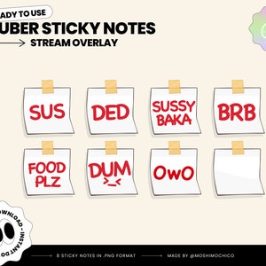 Vtuber Sticky Note, Funny Stream Overlay, P2U Vtuber Stream Assets, Custom, PNGtuber, Streamer Setup, Cute Aesthetic, Cozy, Sus