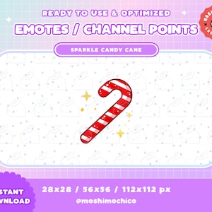 Candy Cane Channel Point / Emote for Twitch Discord / Badges / Christmas Theme / Xmas Overlay / Sparkle / Streamer Graphics
