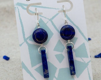 Lapis Lazuli Hook Earrings | Silver Plated | Sterling Silver