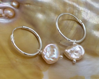 Freshwater Pearls Hoop Earrings | Sterling Silver