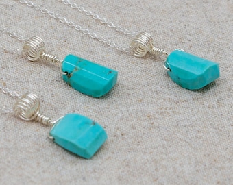 Mexican Turquoise  Nugget Necklace | Sterling Silver | Silver Plated