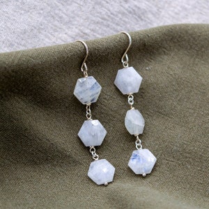 Moonstone Hook Earrings Sterling Silver image 1