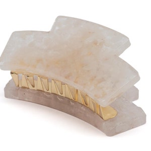 Pinza para el pelo de resina con piedra preciosa de cuarzo rosa