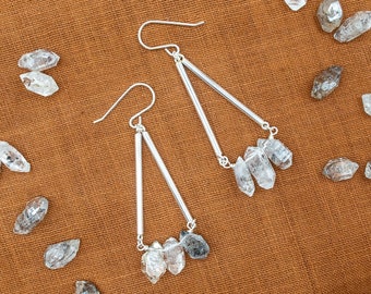 Herkimer Diamond Drop Hook Earrings | Sterling Silver