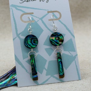 Abalone Shell Hook Earrings Silver Plated Sterling Silver image 1