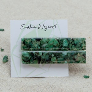 Emerald Rock Resin Hair Clip Barrette Set image 1