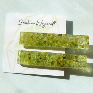 Peridot Resin Hair Clip Barrette Set