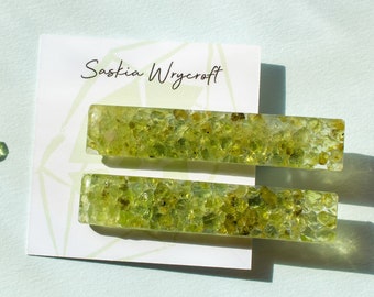 Peridot Resin Hair Clip Barrette Set