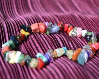 Mixed Gemstone Chip Bracelet
